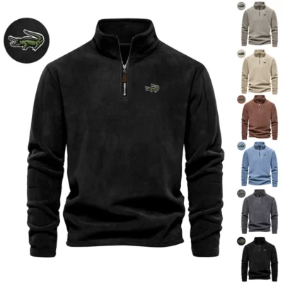 Mùa Thu Đông Mới Nam Lông Cừu Áo hoodie cổ đứng nửa dây kéo dài tay Châu Âu mã xu hướng tất cả phù hợp với nam hàng đầu