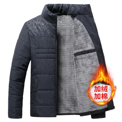Cashmere Áo Khoác Nỉ Cổ Đứng Ngoài Trời Lót Bông Áo Gió Nam Áo Khoác Ngoài Nam Làm Dày Parkas Ấm Áp Áo Khoác Mùa Đông