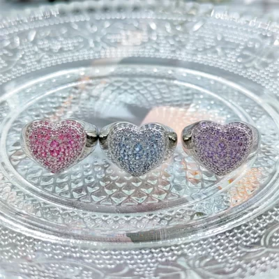 Người nổi tiếng Tyler Phiên bản giới hạn Phong cách Love Sky Star Hồng Xanh Tím Kim cương S925 Nhẫn hình trái tim có Bao bì