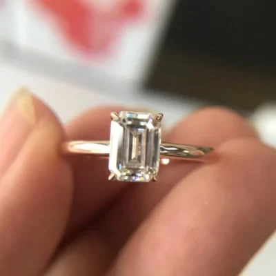 Thiết Kế Cổ Điển Dát Bạc Vuông Trắng Kim Cương Cho Nữ, Nhẫn Nữ Đơn Giản Và Tinh Tế Cưới, Trang Sức Có Thể Điều Chỉnh