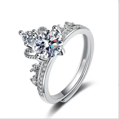 Vương Miện Bạc 925 Nhẫn Dành Cho Nữ Trang Sức Có Giấy Chứng Nhận Moissanite Kim Cương Đính Hôn Cặp Đôi Vàng Anillos mujer