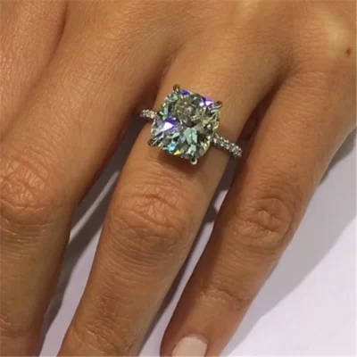 Đệm Cắt 1ct Phòng Nhẫn Đứng Kim Cương Nữ Bạc 925 Cưới, Ban Nhạc Cho Nữ, Nhẫn Nữ Kỷ Niệm Trang Sức Quà Tặng Của Mẹ