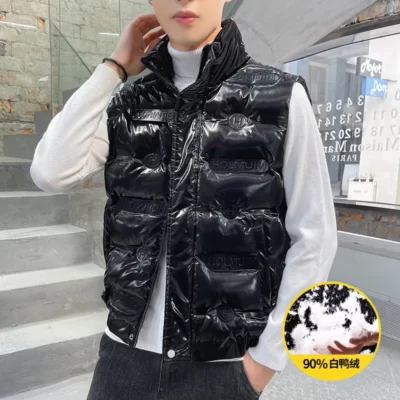 XUỐNG Áo Làm Dày Sáng Áo Vest Nam Giữ Ấm Mùa Đông Thường Ngày 90% Vịt Trắng Xuống Áo Nam Gielt Âu Đen Bạc Áo Người Đàn Ông