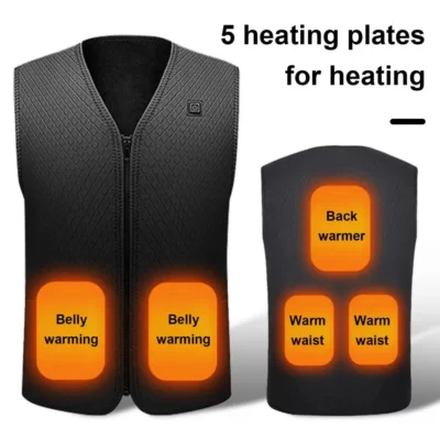 Áo sưởi ấm bền bỉ Áo vest mùa đông USB với bánh răng có thể điều chỉnh Dây kéo tiết kiệm năng lượng cho nam giới Áo khoác đệm chống gió