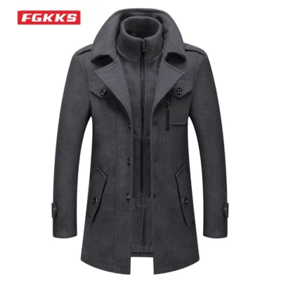 FGKKS 2022 Nam Áo Len Mùa Đông Một Mùa Đông Mới Cashmere Plus Cotton Dày Áo Ấm Thiết Kế Chất Lượng Cao Áo Khoác Len nam