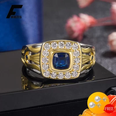 FUIHETYS Nhẫn Nam Phụ Kiện Trang Sức Bạc 925 Đính Đá Zircon Đá Quý Ngón Tay Nhẫn Tiệc Cưới Lời Hứa Tặng Kích Thước 6-12