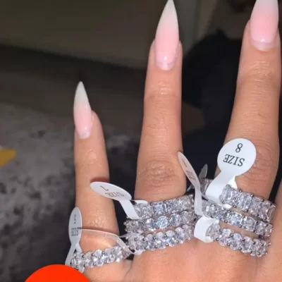 Thời Trang Vĩnh Cửu Promise Nhẫn Vàng Trắng Lấp Đầy AAAAA Cz Cặp Đôi Cưới, Ban Nhạc Nhẫn Dành Cho Nữ Trang Sức Dự Tiệc