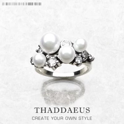 Ngọc Trai Nước Ngọt Đá Trắng Nhẫn Phong Cách Châu Âu Mới Mỹ Jewerly Hợp Thời Trang Quà Tặng Bạc 925 Dành Cho Nữ