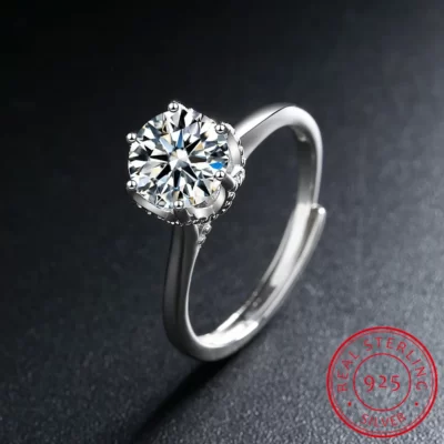 GRA Chứng Nhận 5CT Moissanite Vòng VVS1 Tròn Phòng Kim Cương Giải Đơn Nhẫn Dành Cho Nữ Lời Hứa Cưới Ban Nhạc Trang Sức