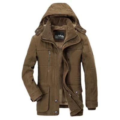 HNDTAZ Mùa Đông Nam Parkas Áo Lót Bông Ấm Áp Quân Sự Nam Có Mũ Trùm Đầu Trang Dày Dài Hàng Hóa Áo Khoác Ngoài Áo Gió Áo