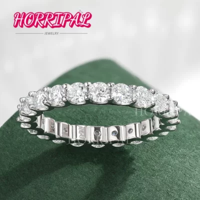 HORRIPAL 3mm Mossanite Vòng Full Phòng Trồng Kim Cương với GRA Vượt Qua Bút Thử S925 Sterling Bạc 18k mạ Trang Sức Viễn Chí Bảo dành cho Nữ