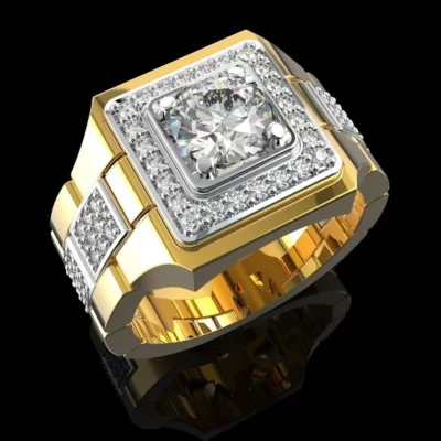 HOYON Vàng 14K Màu Sắc Sang Trọng Nam Nhẫn Kim Cương BIJOUX Trang Sức Nữ Đá Quý Bague Homme 2 Carat Nhẫn Đứng Kim Cương nam Hộp Quà Tặng