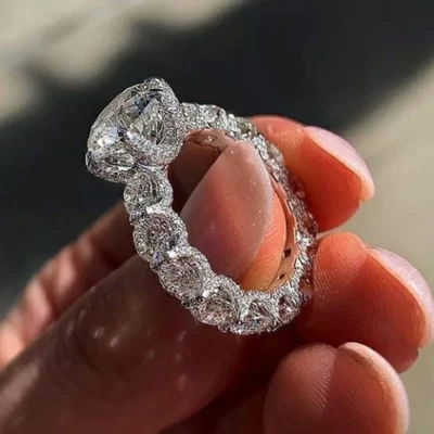 HOYON Lấp Lánh 5 Carat Kim Cương Nhẫn Nữ Cưới Nhẫn Đứng Kim Cương Zircon S925 Bạc Lễ Tình Nhân Hộp Quà Tặng