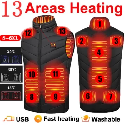 Làm Nóng Áo Vest Nam Nữ USB Làm Nóng Áo Làm Nóng Áo Giữ Nhiệt Quần Áo Săn Bắn Áo Vest Mùa Đông Đa Năng Làm Nóng Áo S-6XL