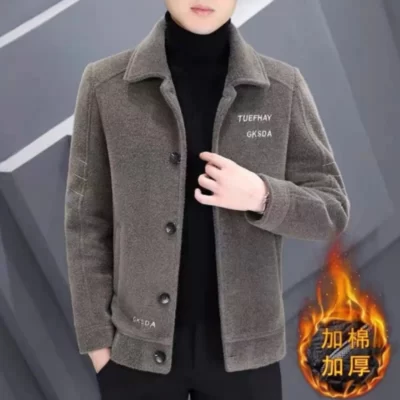 Chất Lượng Cao 2023 Thu Đông Thời Trang Màu Áo Khoác Len Nam Plus Cotton Dày Ấm Kích Thước Lớn Cổ Điển áo khoác