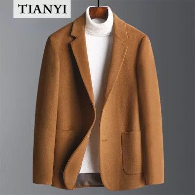Bộ Đồ Cashmere Chất Lượng Cao Bộ Đồ Giải Trí Nam Mùa Thu Đông Bộ Đồ Len Dày Xu Hướng Nam Slim Len Nhỏ Phù Hợp Với áo khoác