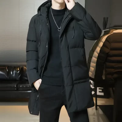 Có Mũ Trùm Đầu Dài Cotton Áo Slim Fit Áo Khoác Mùa Đông Nam Dày Hơn Ấm Parkas Nam Mới Áo Khoác Ngoài Áo Khoác Mùa Đông