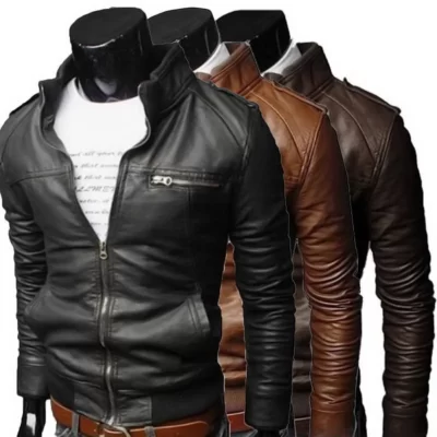 Thời Trang Hot Nam Thoáng Mát Áo Khoác Bomber Áo Khoác Nam Thu Đông Cổ Slim Fit Xe Máy Áo Khoác Da Choàng Dạo Phố