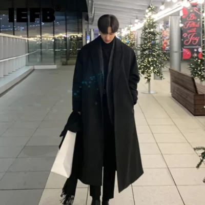 IEFB Xu Hướng Hàn Quốc Nam Lỏng Lẻo Thường Ngày Điện Đơn Áo Liền Quần Thu Đông Thời Trang Mới Len Dài Tay Áo Dài 9D1655