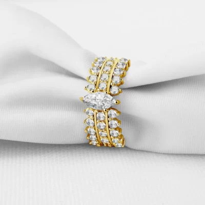 IOGOU Sang Trọng 10K Nhẫn Vàng Nguyên Khối Kim Cương Chính Hầu Tước Cắt 4*8mm D Màu Thật Moissanite Nhẫn Đính Hôn Cưới món Quà trang sức