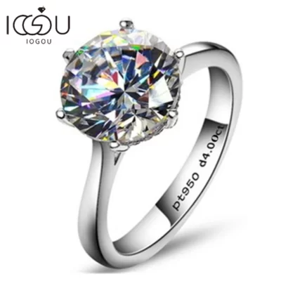 IOGOU Cao Cấp Moissanite Nhẫn Đính Hôn 2-4ct Solitaire Bạc 925 Kim Cương Nhẫn Cưới Dành Cho Nữ Với GRA Giấy Chứng Nhận