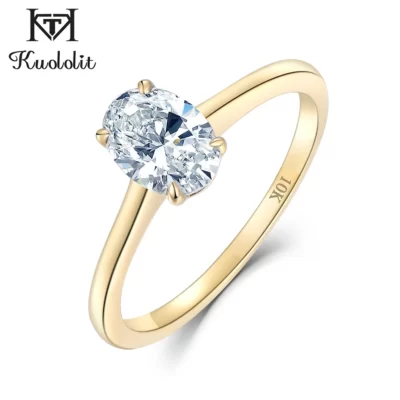 Kuololit 585 Vàng 14K 1.5CT 1.0CT Moissanite Nhẫn Handmade Cho Hình Bầu Dục Nhẫn Đính Hôn Moissanite Có Giấy Chứng Nhận GRA