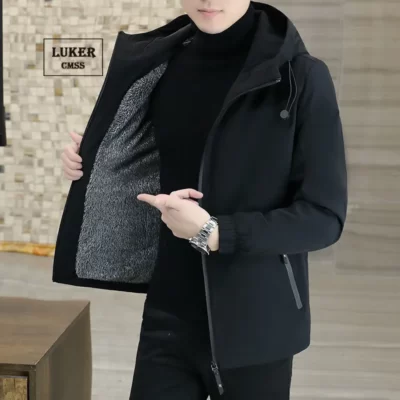 LUKER CMSS Mùa Xuân, Mùa Thu Nam Mũ Trùm Đầu Nam Áo Khoác Ngoài Nhiệt Trang Dày Ấm Áo Gió Áo Khoác Nam Thời Trang Áo Khoác Thường 5XL