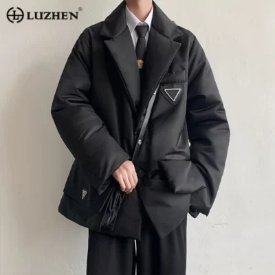 LUZHEN Hốc Desin Thu Đông Áo Rời Cotton Nam Quần Áo Thời Trang Làm Dày Áo Đệm Phong Cách Hàn Quốc Cổ Cao Cấp 54361d