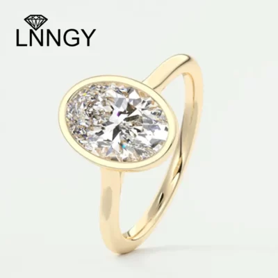 Lnngy Bạc 925 Cho Nữ, Nhẫn Nữ Cô Gái Viền Hình Bầu Dục Đính Đá Cubic Zirconia Cưới Ban Nhạc Xếp Chồng Giải Đơn Nhẫn Quà Tặng
