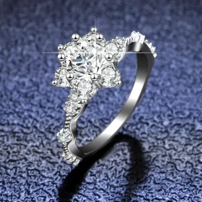 Sang trọng Vàng 18K Cưới Ban Nhạc Lớn 5ct D Màu Thật Moissanite Kim Cương Nhẫn Hoa Hướng Dương Bộ Trang Sức Nữ Cao Cấp dành cho Nữ