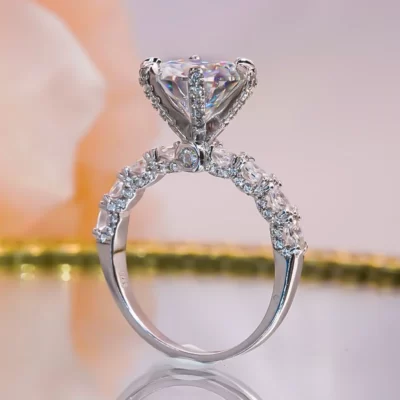 Sang Trọng 3 Carat D Màu Moissanite Nhẫn Giấy Chứng Nhận Bạc 925 Mạ Bạch Kim Cưới Ban Nhạc Dành Cho Nữ Trang Sức Viễn Chí Bảo