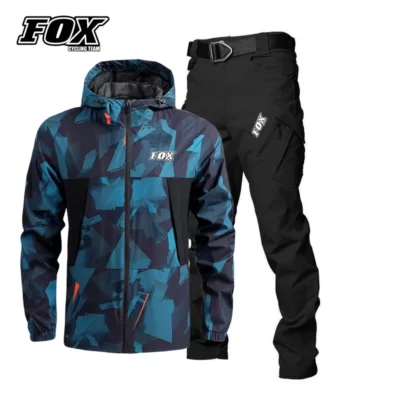 Nam MTB Áo Khoác Mùa Đông Bộ FOX Đội Đua Xe Đạp Chống Thấm Nước Xuống Dốc Xe Đạp Xe Máy Áo Gió Đường Xe Đạp Có Mũ Trùm Đầu Quần Áo