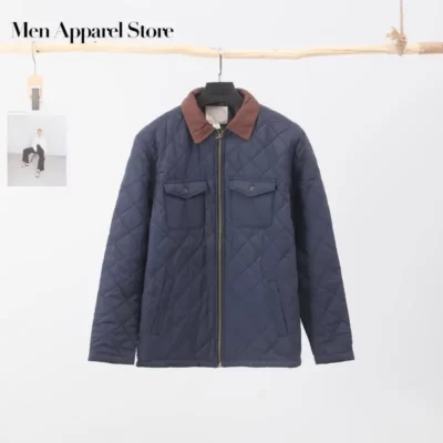 Nam Mền Chần Gòn Kẻ Sọc Áo Chống Thấm Nước Thu Đông Thời Trang Chắc Chắn Ve Áo Cotton Áo Gió Áo Khoác Nam Cổ Vintage Bỏ Túi Áo Khoác Ngoài