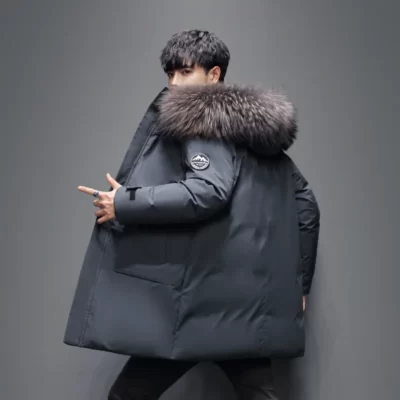 Nam Chống Gió Xuống Áo Khoác Áo Khoác Nam Trắng Ấm Vịt Xuống Áo Sát Nách Parkas Nhiều Túi Áo Liền Quần Nam Thu Đông Dài