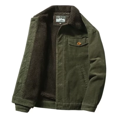 Nam Ren Định Cổ Lông Áo Khoác Mùa Đông Áo Gió Thu Cardigan Nam Vintage Nhân Quả Áo Dù Nút Bông Ấm Áp Đệm Áo