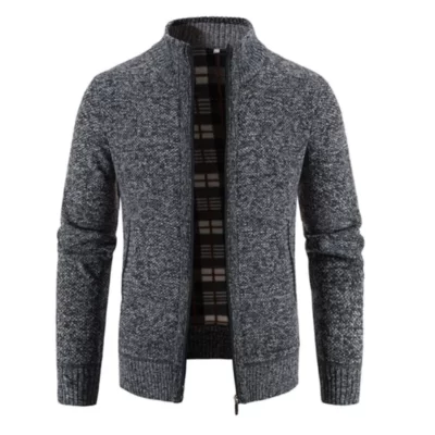Áo khoác nam Áo Len Thu Đông Mới Ấm Áp Chất Lượng Cổ Áo Đứng Slim-Fit Có Dây Kéo Top Chắc Chắn Cotton Dày thể Thao Áo Choàng Đi Mưa