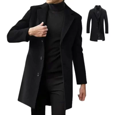 Nam Áo Choàng Đi Mưa Len Mùa Đông Dài Áo Dài Tay Áo Mùa Đông Áo Khoác Tiện Nghi Áo Liền Quần Slim Fit Cho Bé Trai Nam Giới con Trưởng Thành