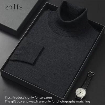 Nam Áo Len Cao Cổ Thu Đông Nam Rollneck Ấm 100 Merino Nguyên Chất Len Dệt Kim Áo Len Giữ Ấm Nam Dây Nhảy Siêu mỏng