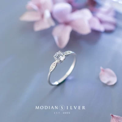 Modian Rạng Rỡ AAA Zircon Xác Thực Nữ Bạc 925 Nhẫn Cho Nữ Thời Trang Weddind Đính Hôn Tặng Mỹ Phụ Kiện Trang Sức