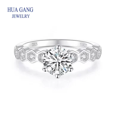 Moissanite Nhẫn Đính Hôn 1ct/2ct Tròn Phòng Tạo Ra Đám Cưới Kim Cương LỜI HỨA Nhẫn dành cho Nữ Mạ Bạc