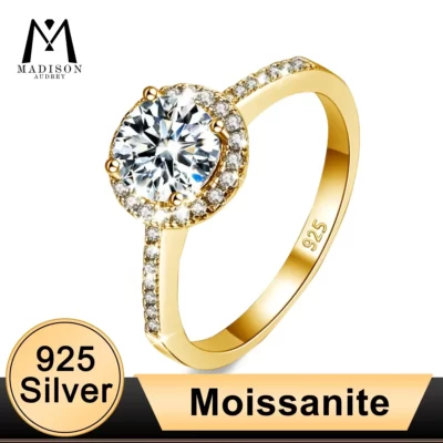 Moissanite Nhẫn Jewerly 1ct/2ct Dành Cho Nữ Bạc 925 D Màu Sắc Kim Cương Sáng Bóng Nhẫn Đôi Nhẫn Cặp Quà Tặng Hợp Thời Trang Cưới Phụ Kiện