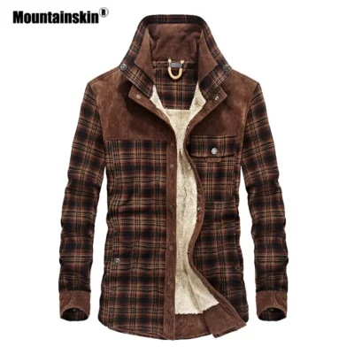 Mountainskin Nam Ấm Lông Cừu Dày Quân Đội Áo Thu Đông Áo Khoác Nam Slim Fit Quần Áo Nam Thương Hiệu Quần Áo SA831