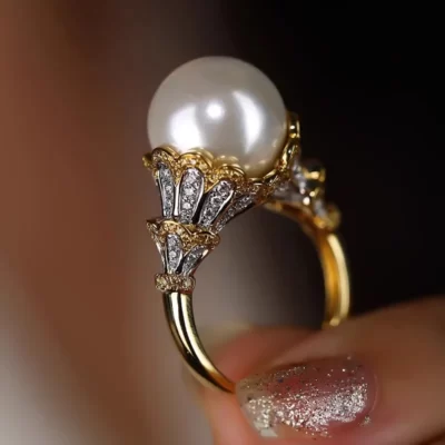 Nareyo Bạc 925 Ý Dệt Chạm Khắc Ren Vàng Phối Ren Đôi Tông Vàng Bộ Kim Cương Opal Ngọc Trai Dành Cho Nữ