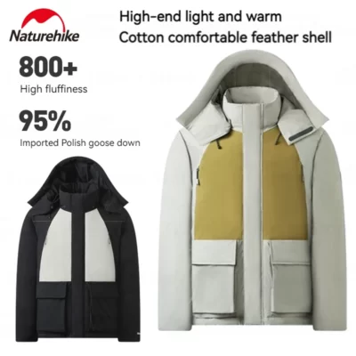 Naturehike 800FP Mùa Đông Ấm Áp Dày Ngỗng Xuống Áo Khoác Nam Nữ Cắm Trại Leo Núi Lông Vũ Vỏ Áo Chống Thấm Nước