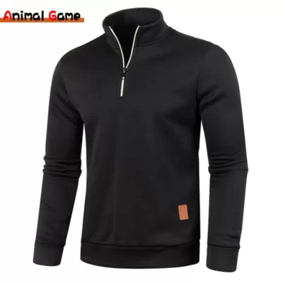 Nam Mới Dày Hơn Áo Nỉ Nửa Dây Kéo Áo Chui Đầu Cho Nam Hoody Người Sweatshir Thu Đồng Màu Áo Len Cao Cổ 4XL