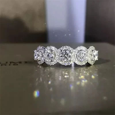 Nữ Mới Bạc 925 Nhẫn Cưới Ban Nhạc Bling Đính Đá Zircon Cô Dâu Lời Hứa S925 Nhẫn Kỷ Niệm Nhẫn Trang Sức Hợp Thời Trang