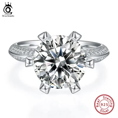 ORSA TRANG SỨC 5ct DE Màu Giải Đơn Moissanite Nhẫn Đính Hôn cho Nữ Bạc 925 Phòng Nhẫn Cưới Kim Cương Món Quà Thời Trang SMR52