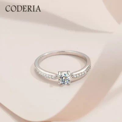 Vượt Qua Kiểm Tra Kim Cương GRA Chứng Nhận 0.3 CT Bạc Moissanite Nhẫn Tinh Tế Dễ Thương 4 Móng Vuốt Nhẫn Ngày Của Mẹ Món Quà Trang Sức