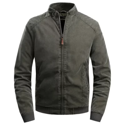 Plus Cotton Nam Thu Đông Cổ Đứng Đơn Giản Áo Khoác Nam Màu Trơn Dài Tay Ấm Áp Mùa Thu Jaket nam Áo Khoác Ngoài