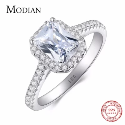 R & J 925 Nguyên Khối Bạc Cho Nữ, Nhẫn Nữ Cưới Trang Sức Bijoux AAAAA Zirconia Vintage Phụ Kiện Đính Hôn Bague Họa Tiết Trang Sức
